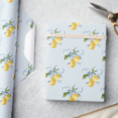 Waterverf Blue Bow Lemons Cadeaupapier