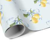 Waterverf Blue Bow Lemons Cadeaupapier (Rol Hoek)