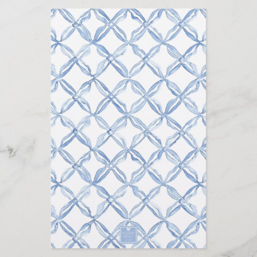 Waterverf Blue Bow Lemons gepersonaliseerd Briefpapier (Achterkant)