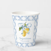 Waterverf Blue Bow Lemons gepersonaliseerd Papieren Bekers (Voorkant)