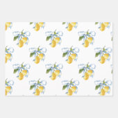 Waterverf Blue Bow Lemons Inpakpapier Vel (Voorkant 3)