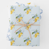 Waterverf Blue Bow Lemons Inpakpapier Vel (In situ)