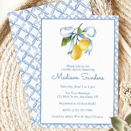 Waterverf Blue Bow Lemons Kaart