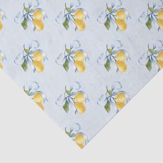 Waterverf Blue Bow Lemons Tissuepapier (Detail)