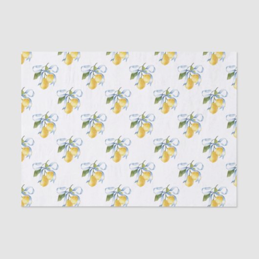 Waterverf Blue Bow Lemons Tissuepapier (Voorkant)