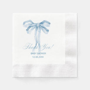Waterverf Blue Bow Ribbon Boy baby shower Servet