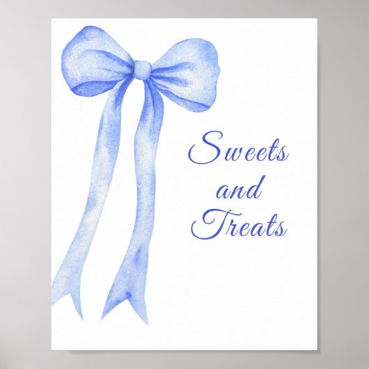 Waterverf Blue Bow snoep en lekkernijen Poster (Voorkant)