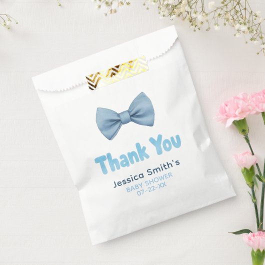 Waterverf Blue Bow Stropdas Baby shower Bedankt Ta Bedankzakje (Gezegeld)