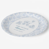 Waterverf Blue Bow Toys Boy baby shower Papieren Bordje (Gekanteld)