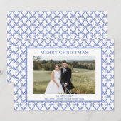 Waterverf Blue Bow Traditional Vintage Kerstmis Feestdagenkaart (Voorkant / Achterkant)