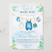 Waterverf Blue Boy Baby shower Kaart (Voorkant)