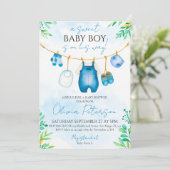 Waterverf Blue Boy Baby shower Kaart (Staand voorkant)
