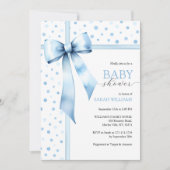 Waterverf Blue Boy Bow Baby shower Kaart (Voorkant)