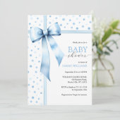Waterverf Blue Boy Bow Baby shower Kaart (Staand voorkant)