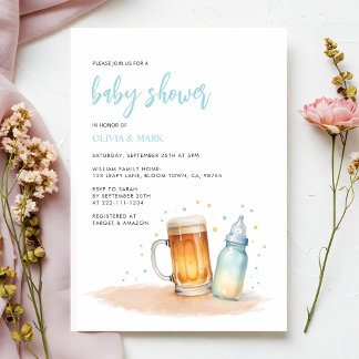 Waterverf Blue Boy Brewing Baby shower Kaart