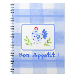 Waterverf Blue Br Hen Check Bon Appetit Notitieboek