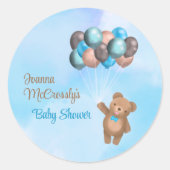 Waterverf Blue Brown Balloons Beer Baby shower Ronde Sticker (Voorkant)
