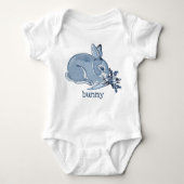 Waterverf Blue Bunny Rabbit Natuur Aanpassen Romper (Voorkant)