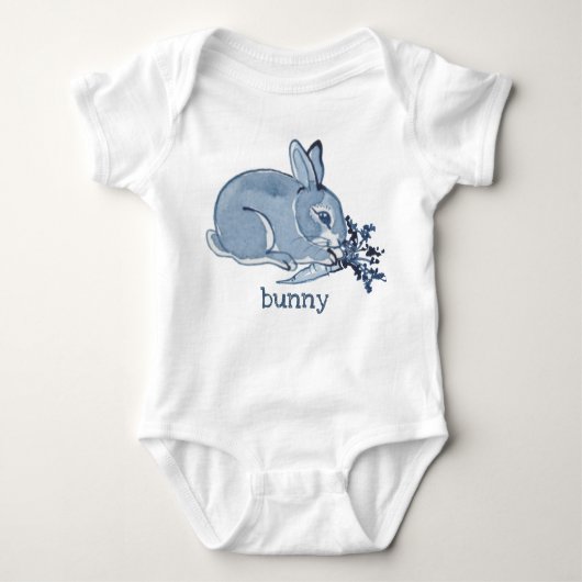 Waterverf Blue Bunny Rabbit Natuur Aanpassen Romper (Voorkant)