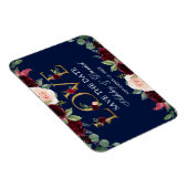 Waterverf Blue Burgundy Floral Love Save the Date Magneet (Rechterzijde)