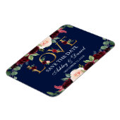 Waterverf Blue Burgundy Floral Love Save the Date Magneet (Linkerzijde)