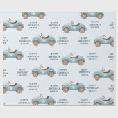 Waterverf Blue Car | Gelukkige verjaardag Cadeaupapier (Vlak)