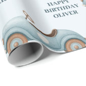 Waterverf Blue Car | Gelukkige verjaardag Cadeaupapier (Rol Hoek)