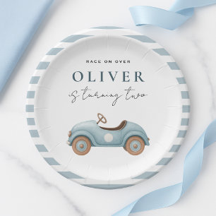 Waterverf Blue Car Verjaardag   Custom Boys Party Papieren Bordje