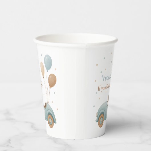 Waterverf Blue Car Verjaardag | jongensfeest Papieren Bekers (Rechts)