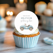 Waterverf Blue Car Verjaardag Sticker | jongensfee