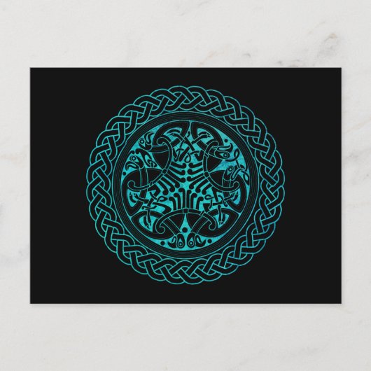 Waterverf Blue Celtic Knot Ring with Birds Briefkaart (Voorkant)