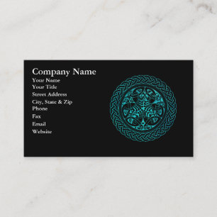 Waterverf Blue Celtic Knot Ring with Birds Visitekaartje