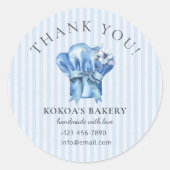 Waterverf Blue Chef Pet Bakkerij Logo Dank u Ronde Sticker (Voorkant)