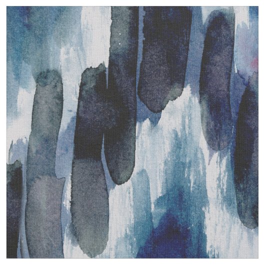 Waterverf Blue Chevron Ikat Stof (Close Up)