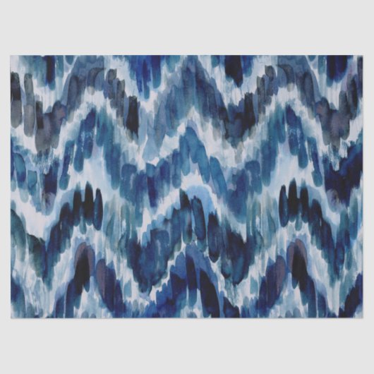 Waterverf Blue Chevron Ikat Tissuepapier (Voorkant)