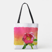 Waterverf Blue Chiffon Roos en Pink Peony Tote Bag (Achterkant)
