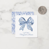 Waterverf Blue Chinoiserie Bow Gift Enclosure Notitiekaartje (Voorkant / Achterkant in situ)