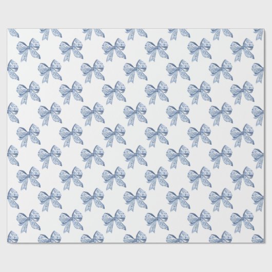 Waterverf Blue Chinoiserie Bows Cadeaupapier (Vlak)