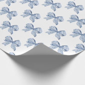 Waterverf Blue Chinoiserie Bows Cadeaupapier (Hoek)