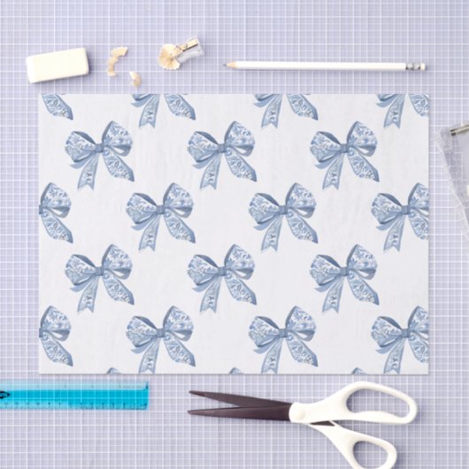 Waterverf Blue Chinoiserie Bows Tissuepapier (Craft)