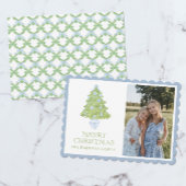 Waterverf Blue Chinoiserie kerstboom Foto Feestdagenkaart