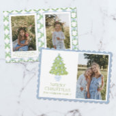 Waterverf Blue Chinoiserie kerstboom Foto Feestdagenkaart