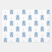 Waterverf Blue Chinoiserie Ornamenten Kerstmis Inpakpapier Vel (Voorkant 3)