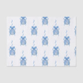 Waterverf Blue Chinoiserie Ornamenten Kerstmis Tissuepapier (Voorkant)