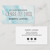 Waterverf Blue Class Afstuderen Name Social Icon Visitekaartje (Voorkant / Achterkant)