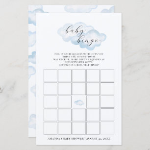 Waterverf Blue Cloud Baby shower Baby Bingo