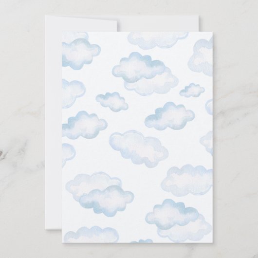 Waterverf Blue Cloud Baby shower dank u kaarten (Achterkant)