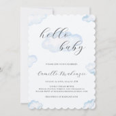 Waterverf Blue Cloud Baby shower Fotouitnodiging Kaart (Voorkant)