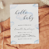 Waterverf Blue Cloud Baby shower Invitation Kaart