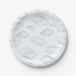 Waterverf Blue Cloud Baby shower Papieren Bordje